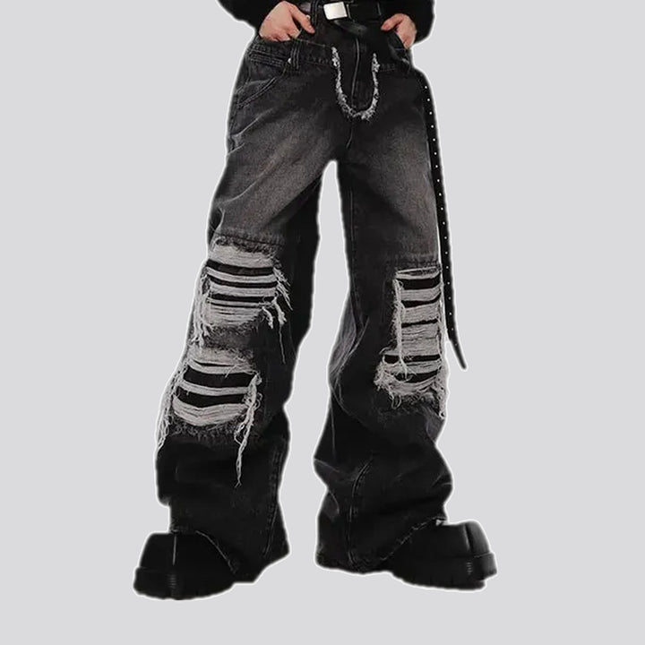 Mid waist boho street men's jeans