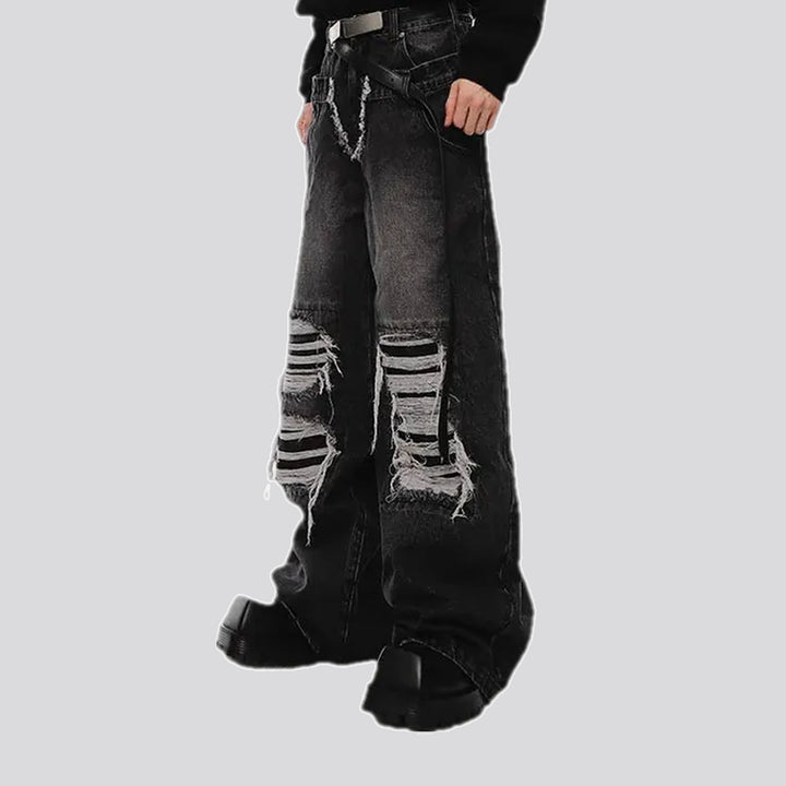 Mid waist boho street men's jeans