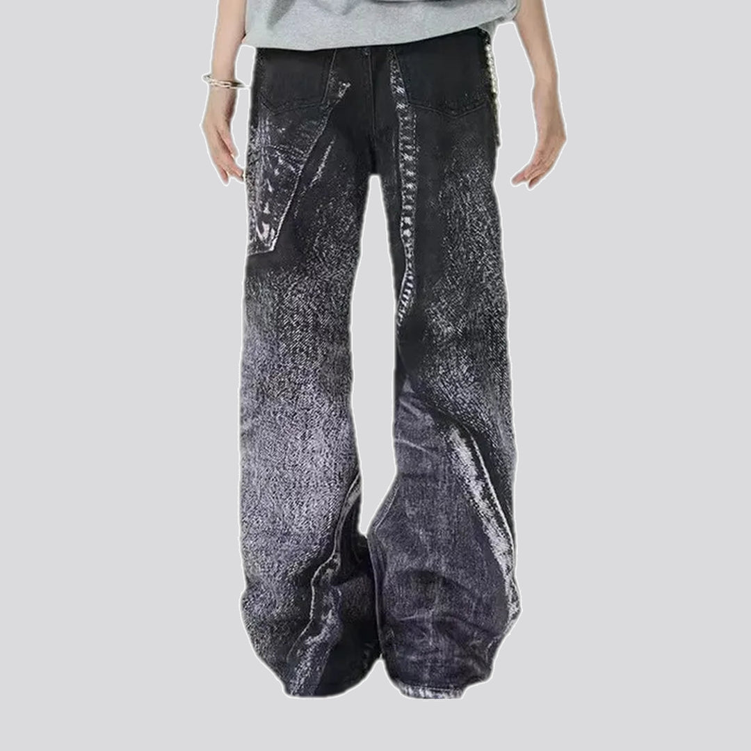 Worn look trendy baggy men's jeans