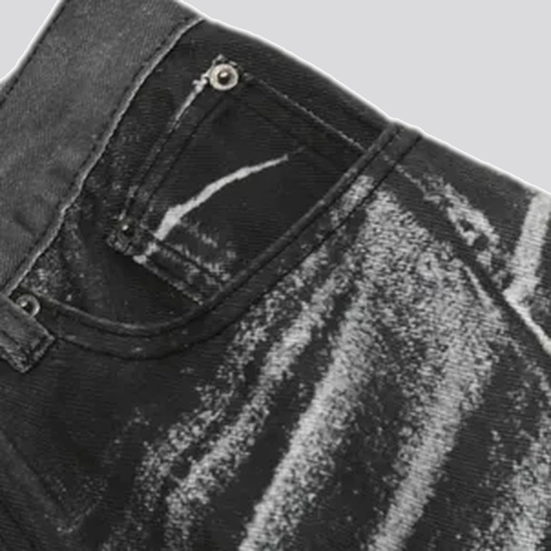 Worn look trendy baggy men's jeans