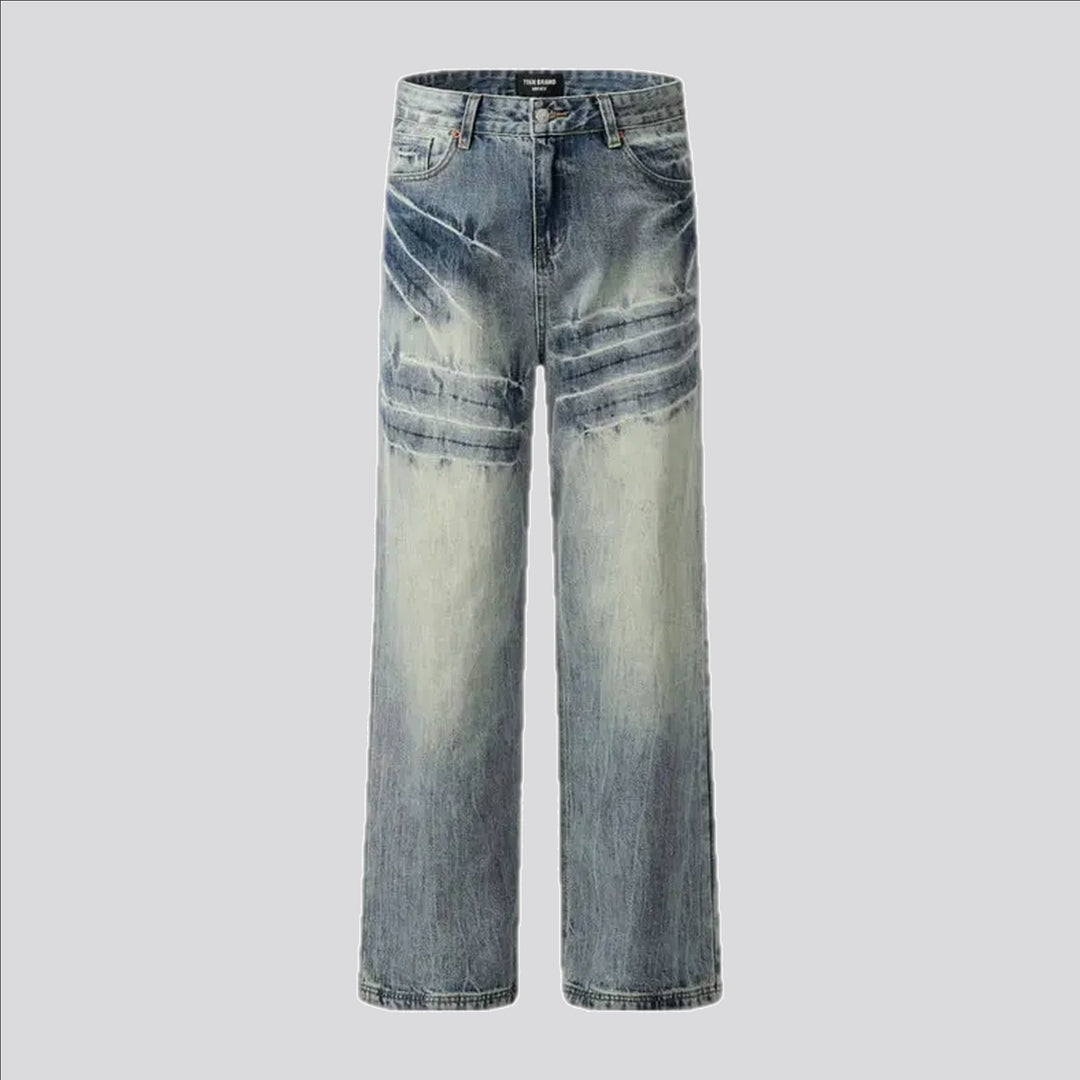 Grunge fashion cargo fit jeans for men