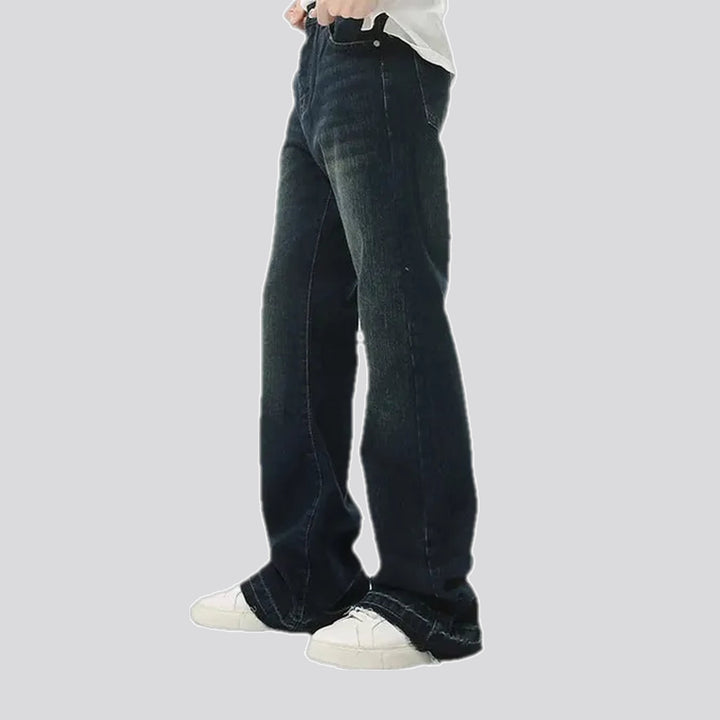 Wide fit dark faded men's jeans