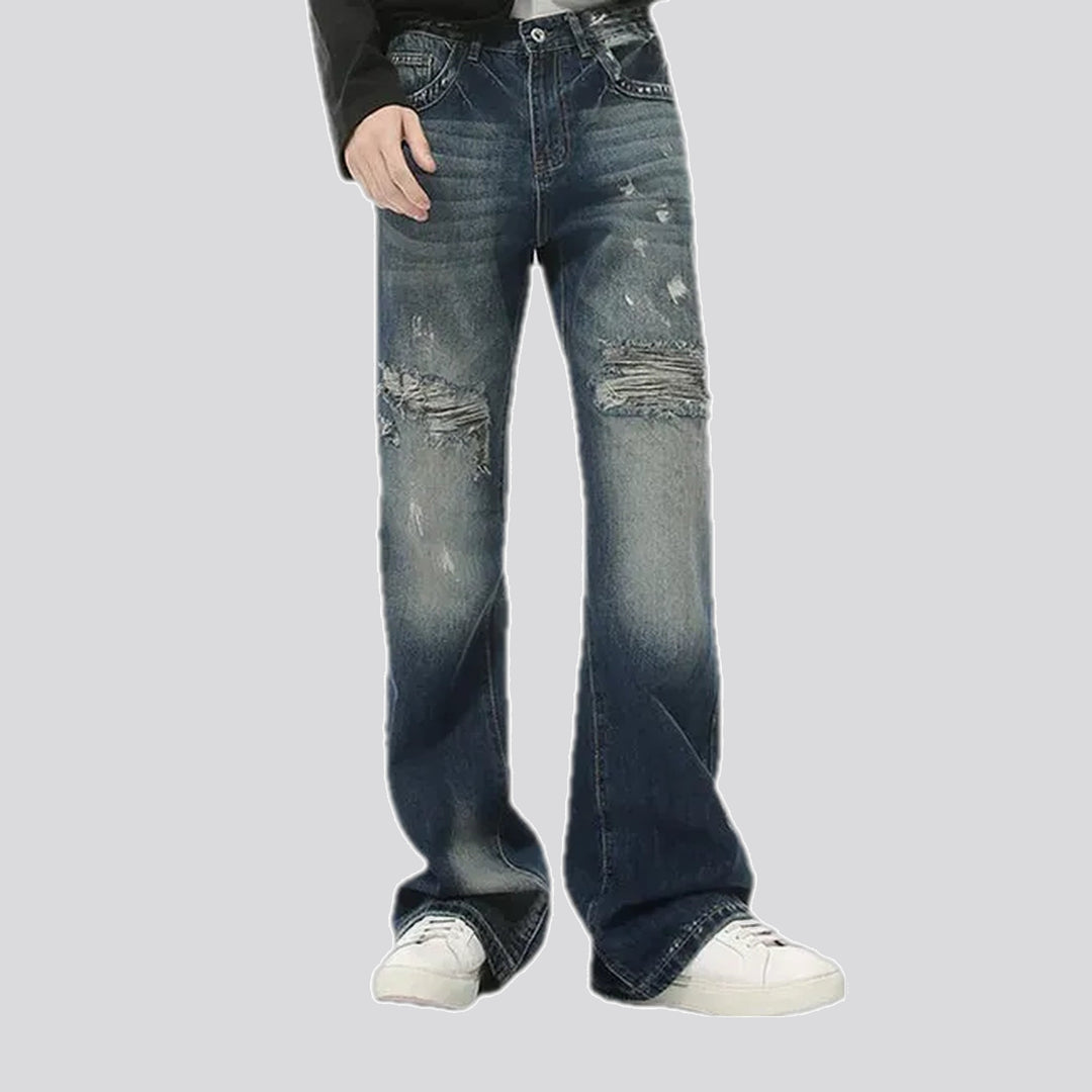 Stonewashed grunge style men's jeans