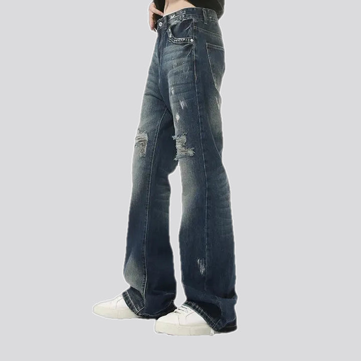 Stonewashed grunge style men's jeans