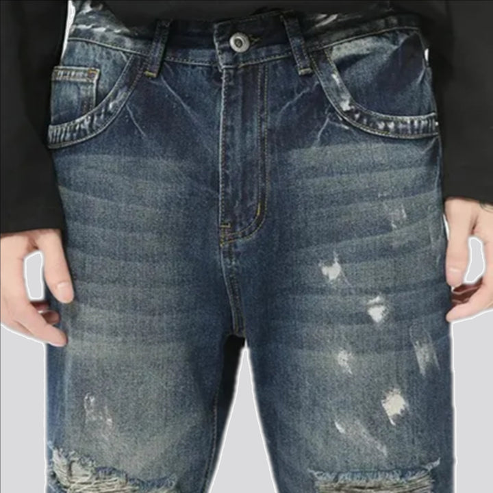 Stonewashed grunge style men's jeans