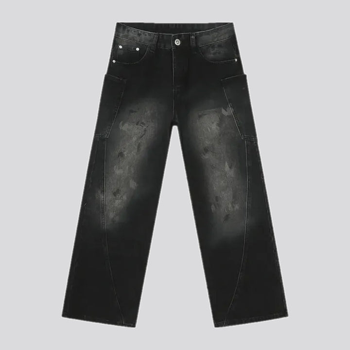 Boho style abraded men's jeans