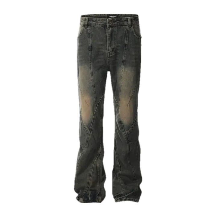 Whiskered Bootcut Men's Jeans - Grey