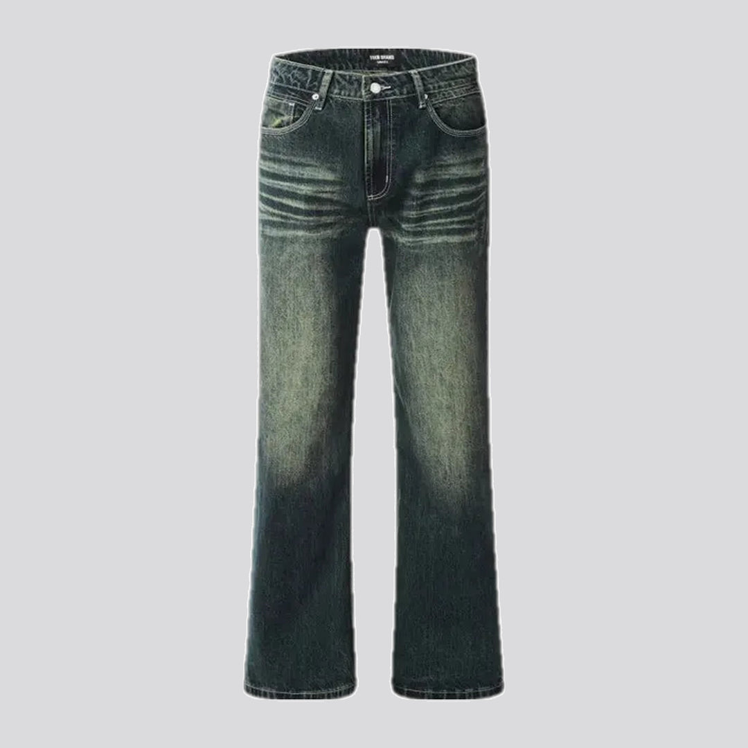 Wide fit flared-fit trendy men's jeans