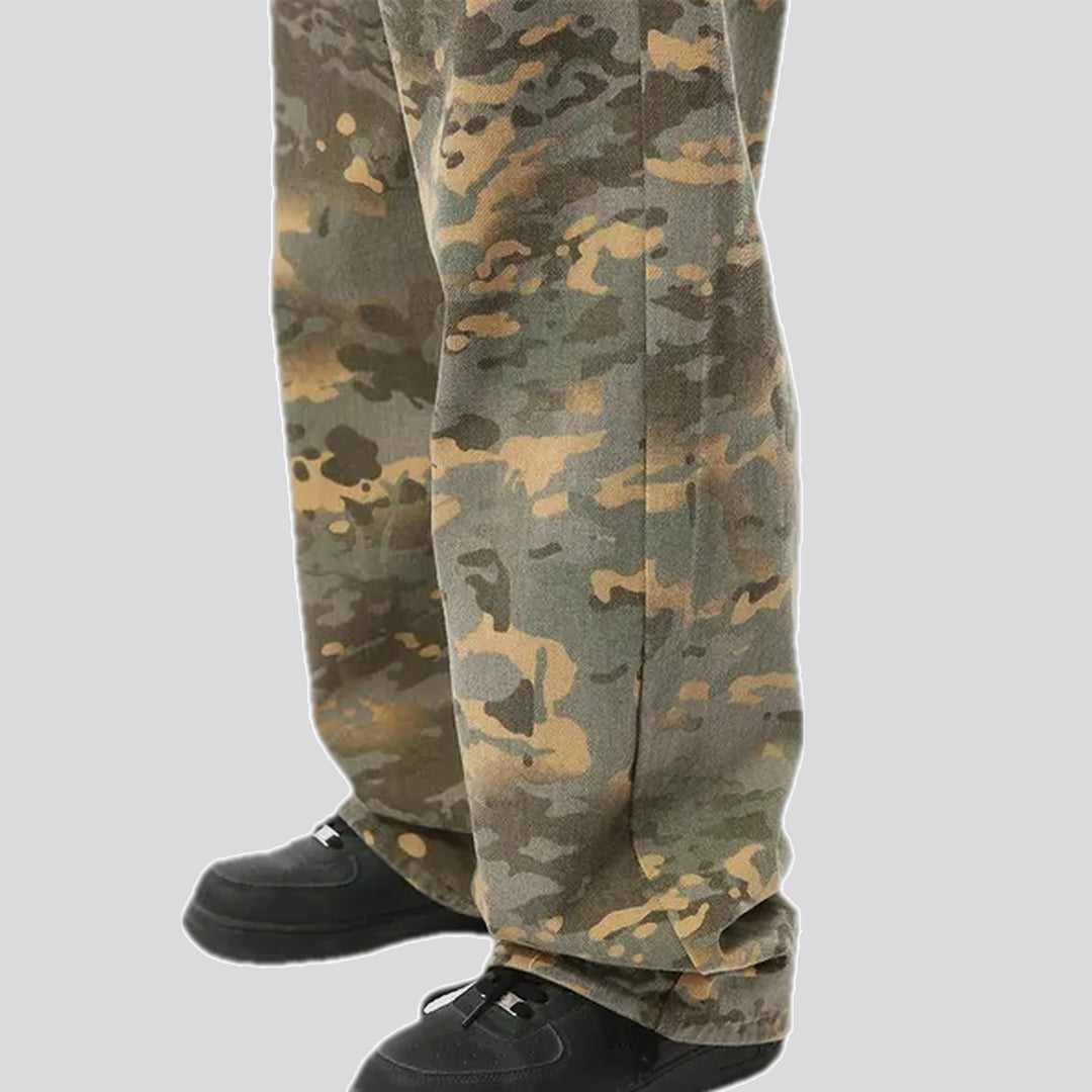 Camo mid waist jeans pants for men