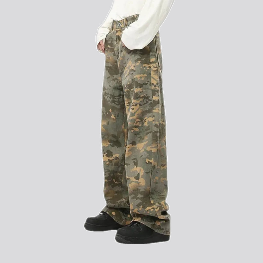 Camo mid waist jeans pants for men