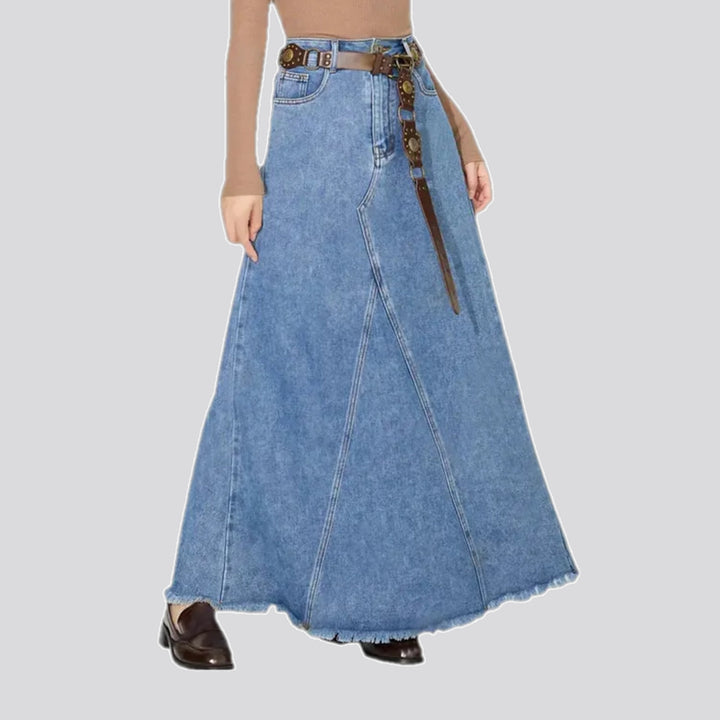 Frayed hem casual denim skirt