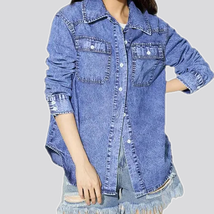 Fashionable oversized acid women's denim jacket