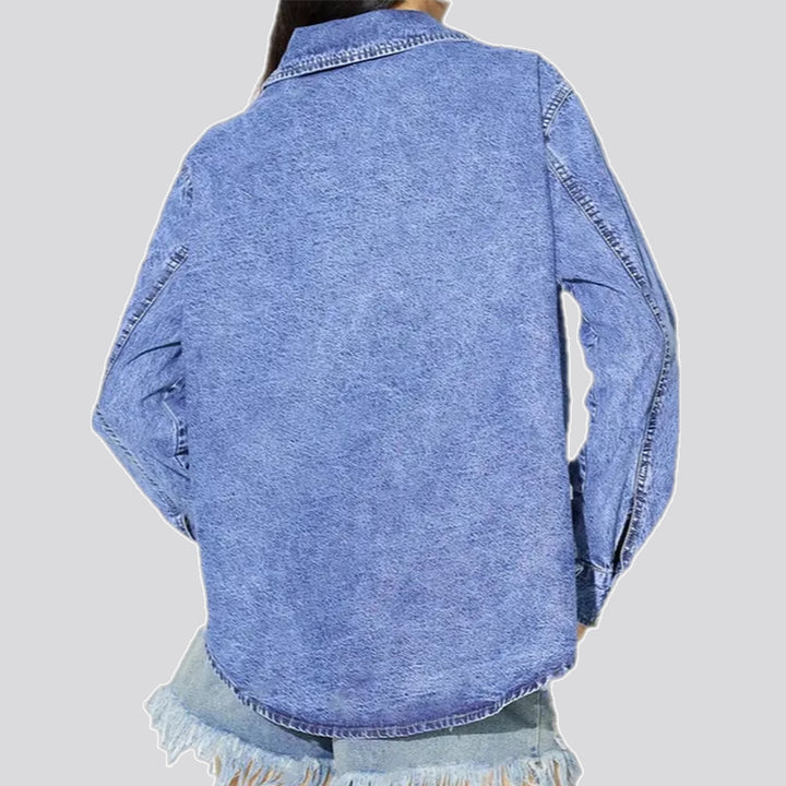 Fashionable oversized acid women's denim jacket