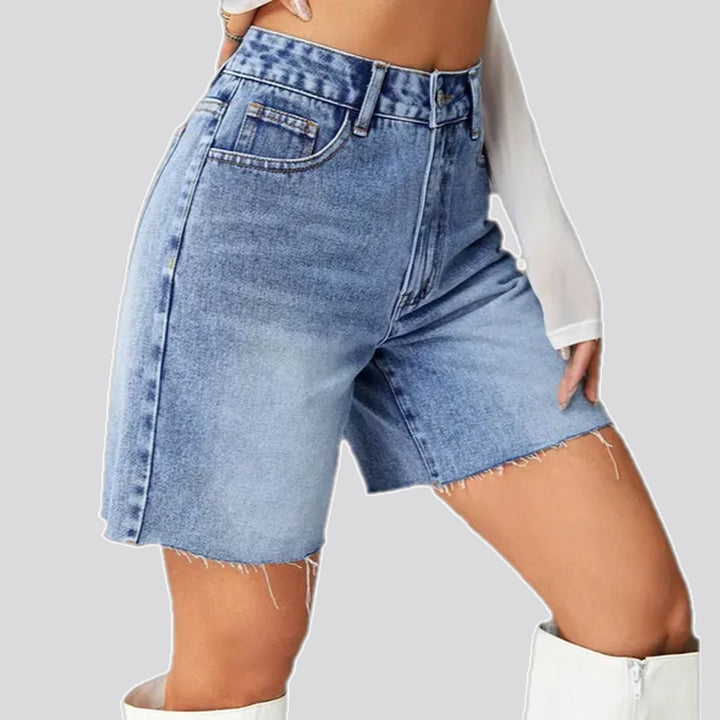 Raw hem fashion women's jean shorts