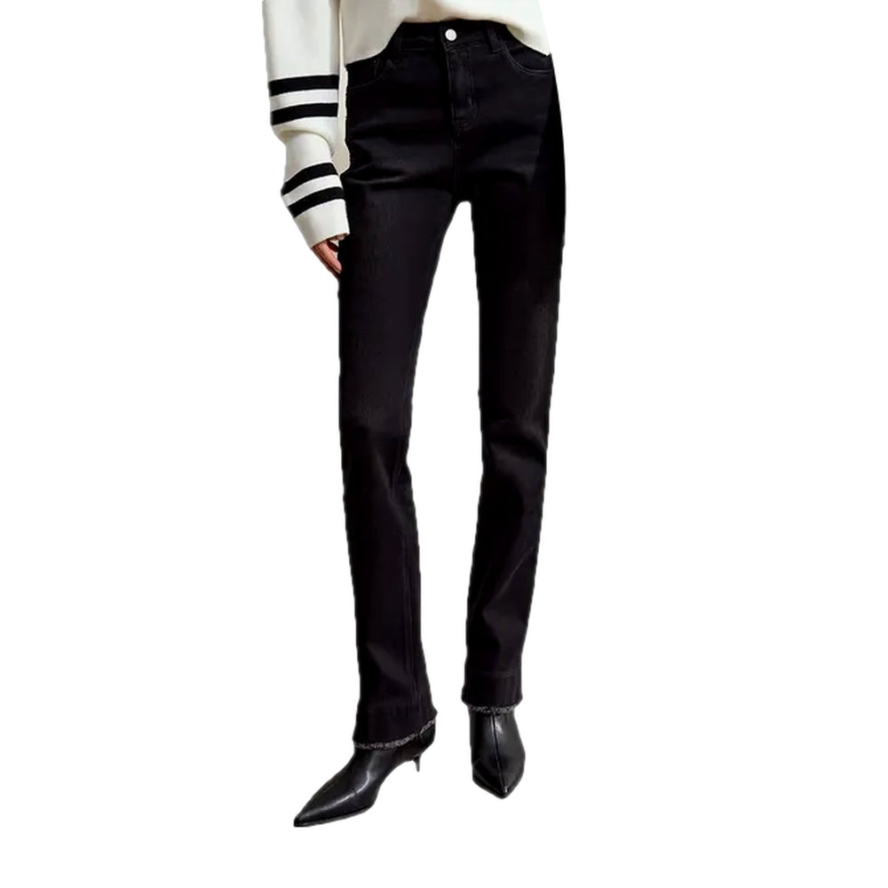 Slim Fit Fashionable Elastic Jeans for Women - Black