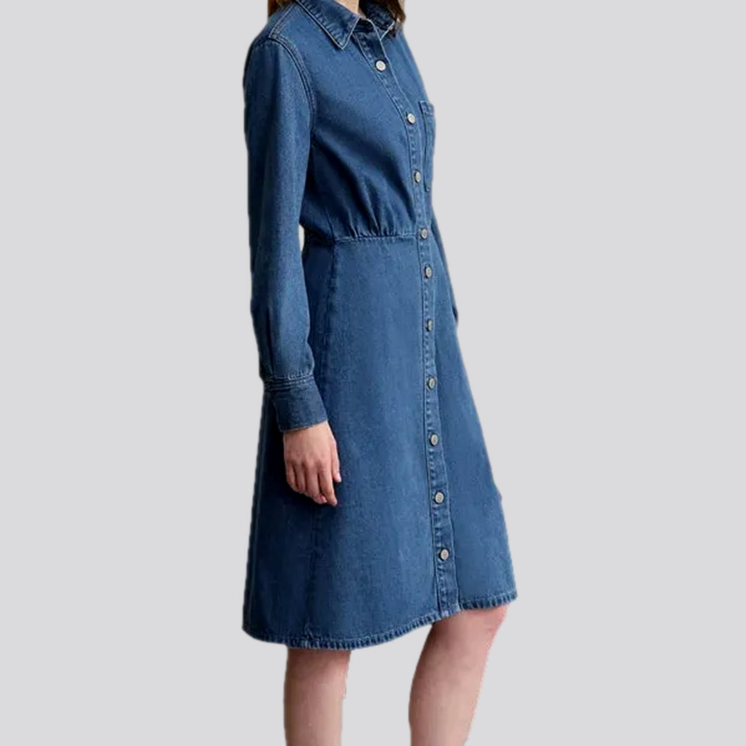 Shirt style casual medium denim dress