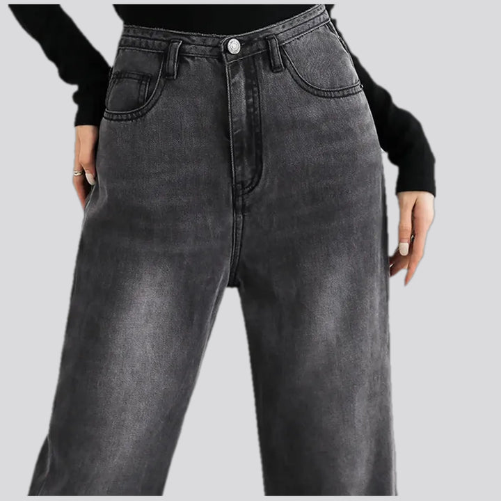 Stonewashed mid rise women's jeans