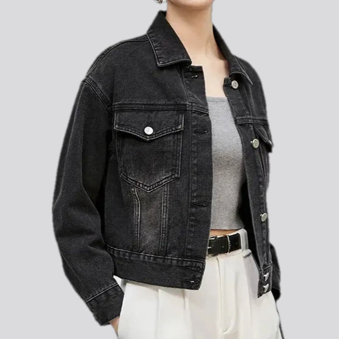 Retro fashion oversized women's jean jacket