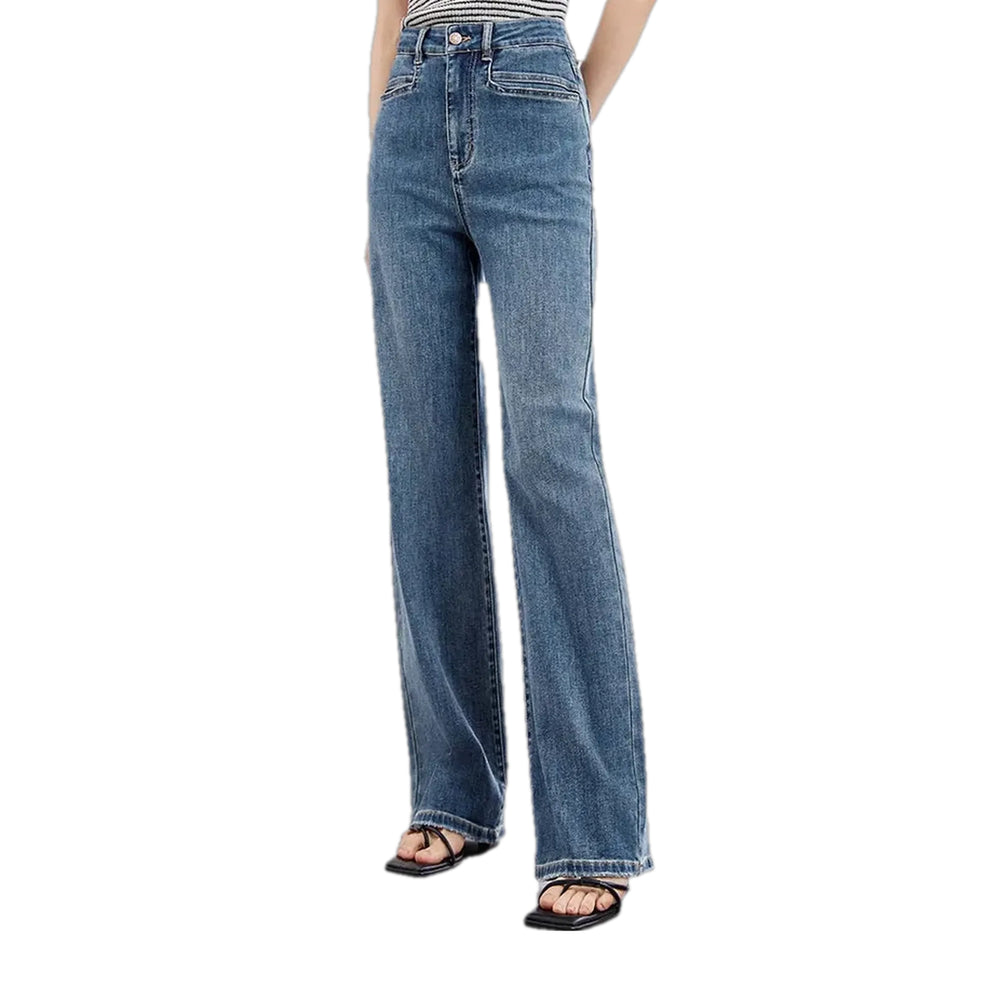 Faded Wash Casual Jeans for Ladies - Blue