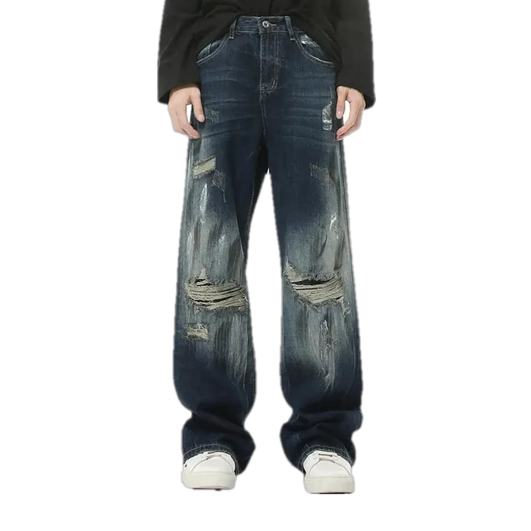 Fashionable Dark Men's Jeans - Dark Blue