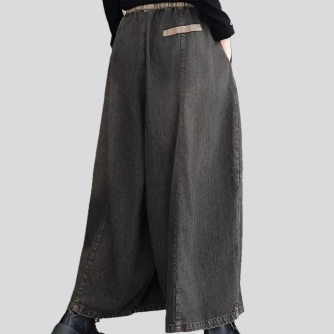 Fashionable patchwork denim culottes for women