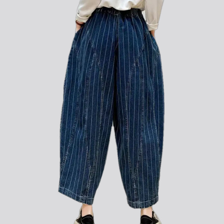 Baggy medium rise striped women's denim joggers