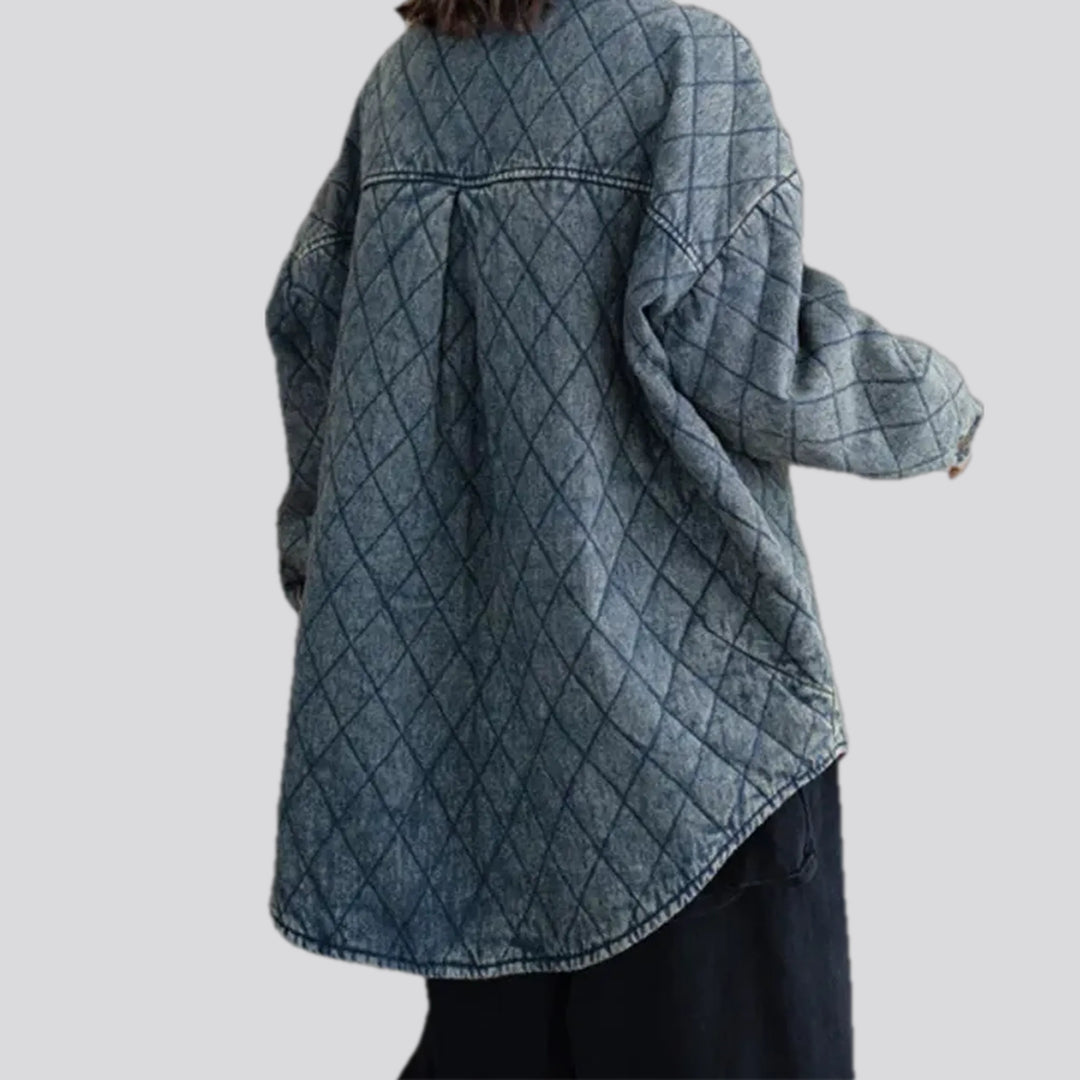 Extra-large quilted denim chore jacket for women