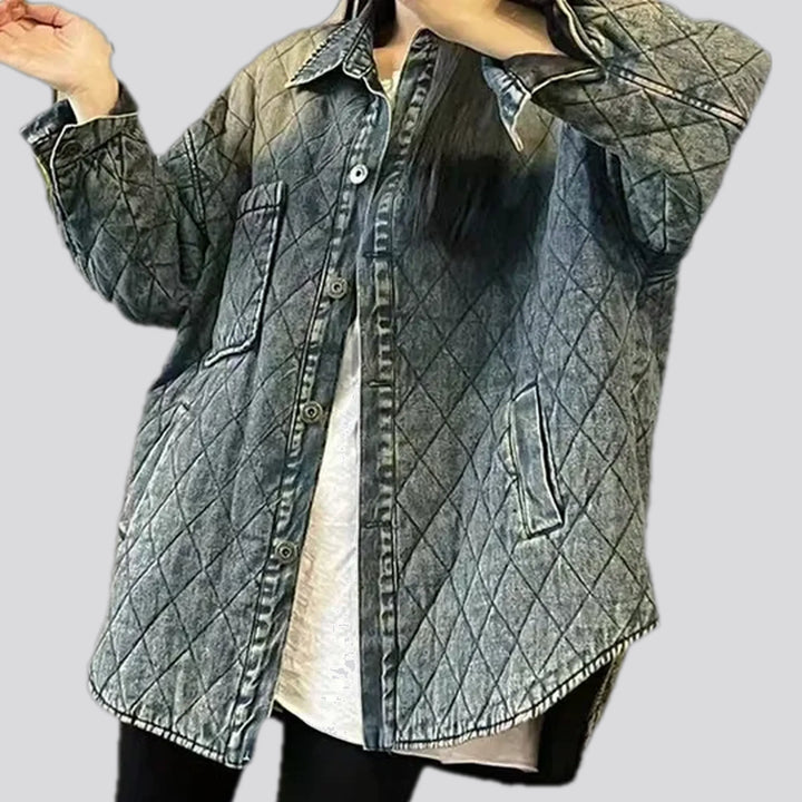 Quilted jean chore jacket for ladies