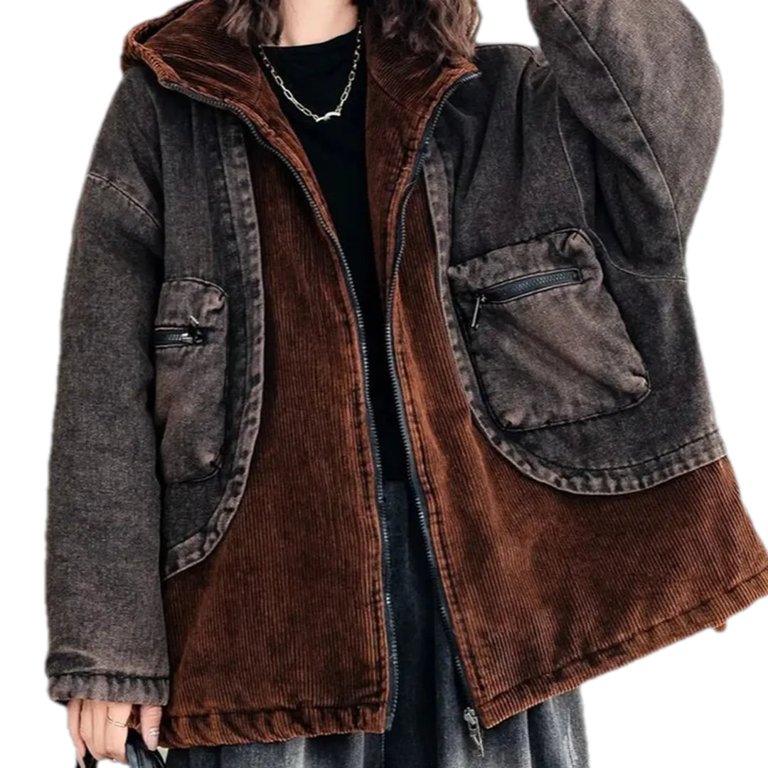 Boho Chic Women's Denim Jacket - Brown