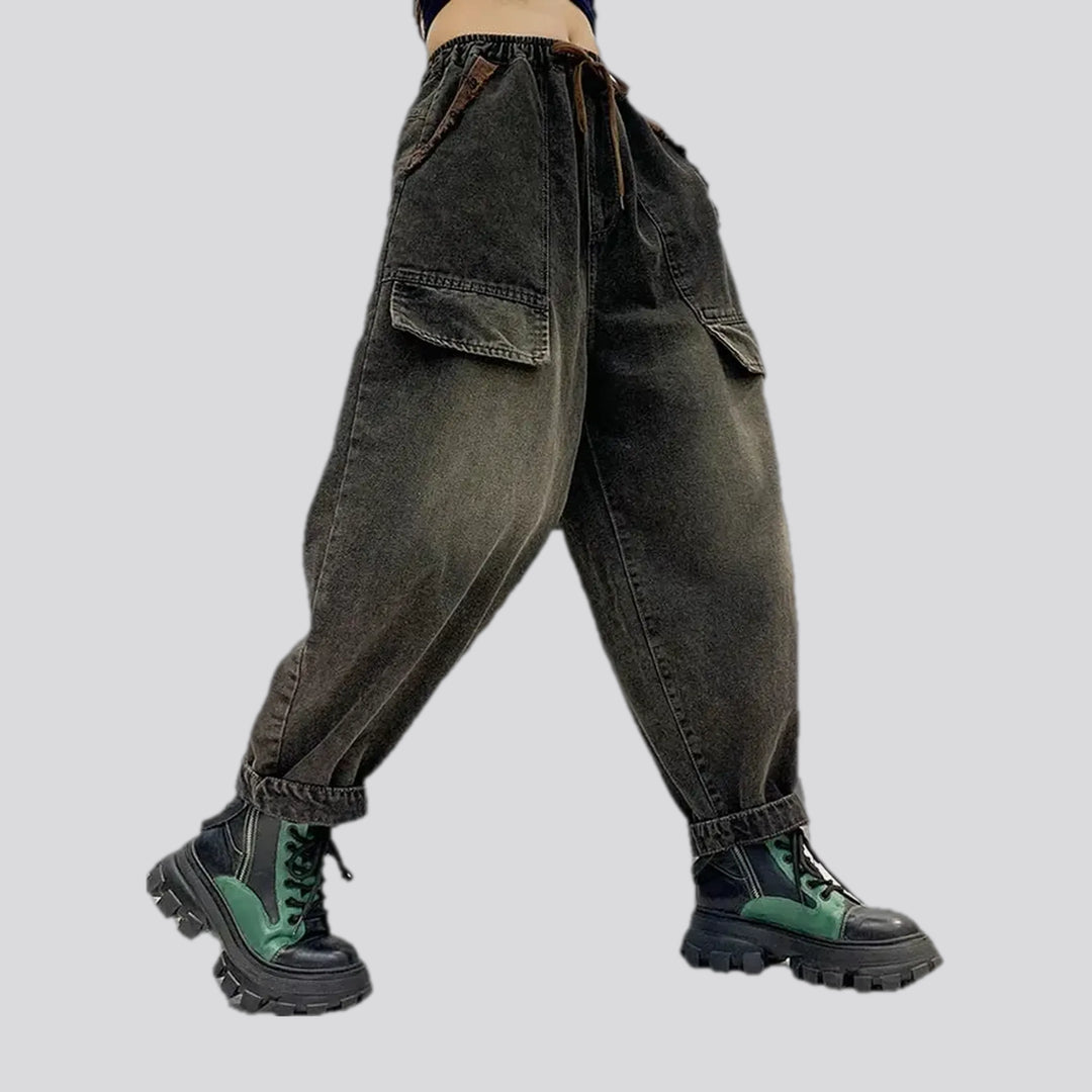 Sanded baggy fit vintage women's jean joggers