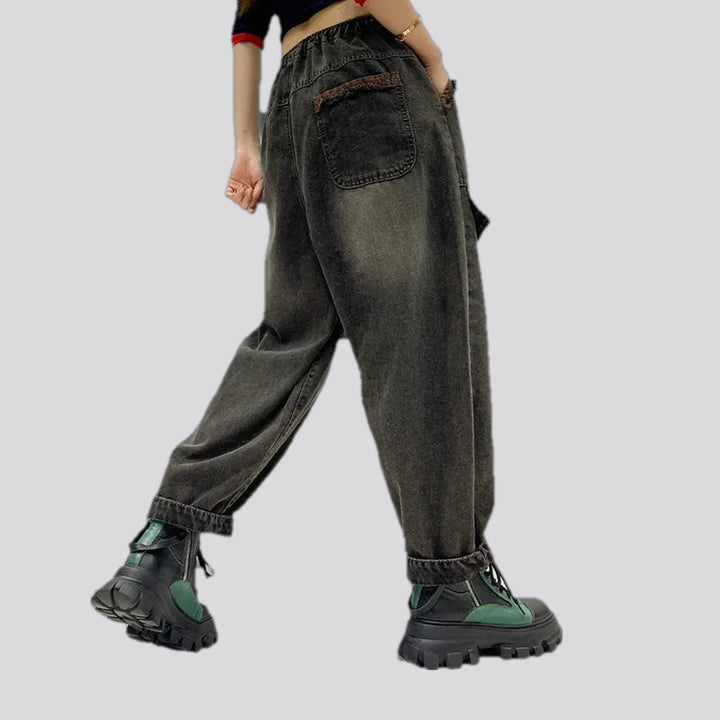 Sanded baggy fit vintage women's jean joggers