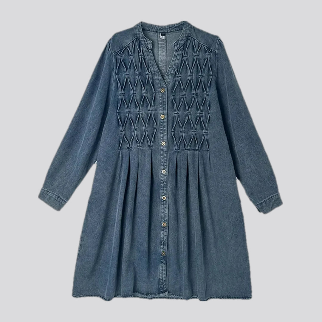 Boho casual lattice denim dress