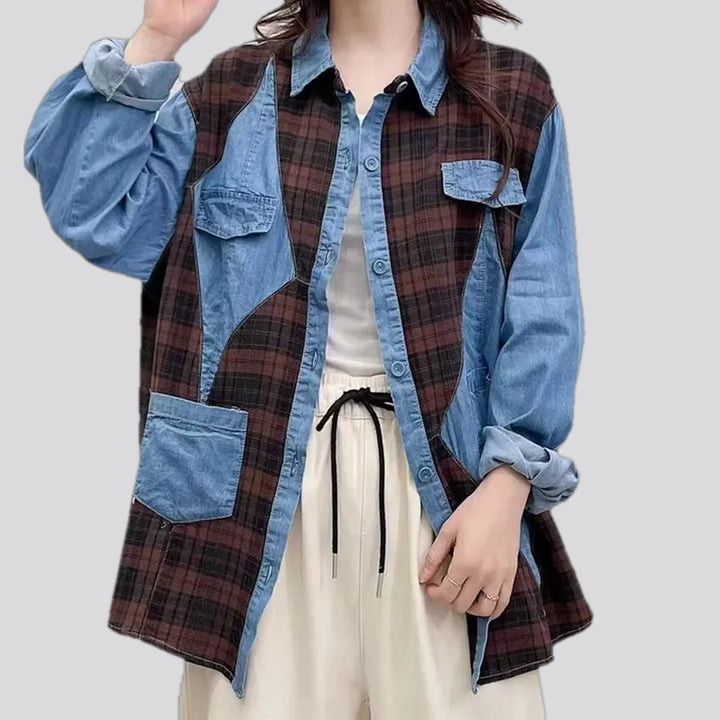 Oversized fashion denim shirt for women