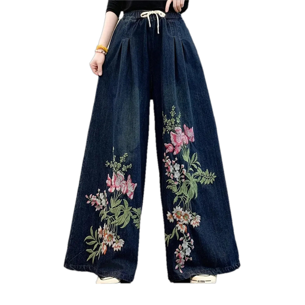 Fashionable Medium Rise Women's Denim Culottes - Blue