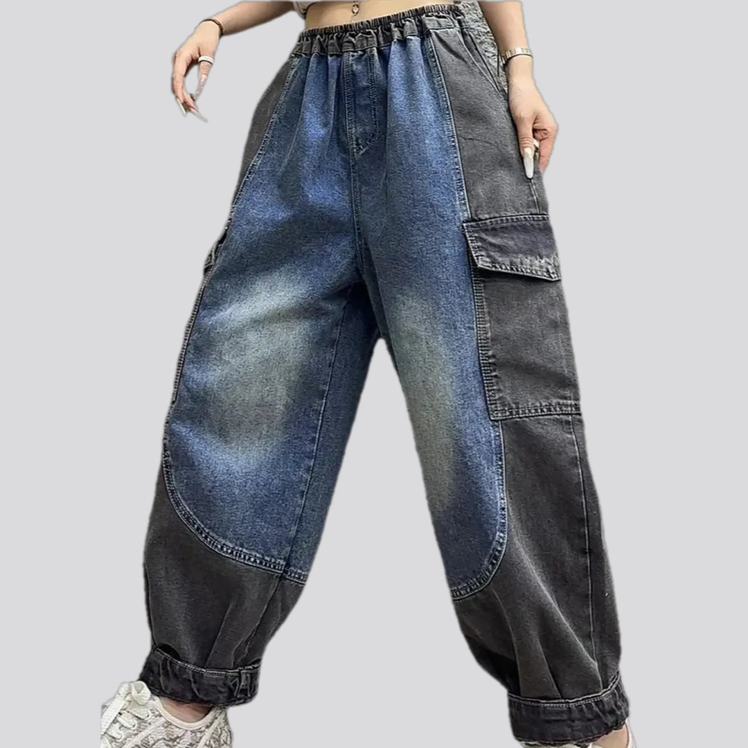 Boho style mid-rise women's jeans joggers