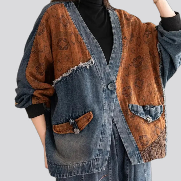 Boho style women's jeans chore jacket