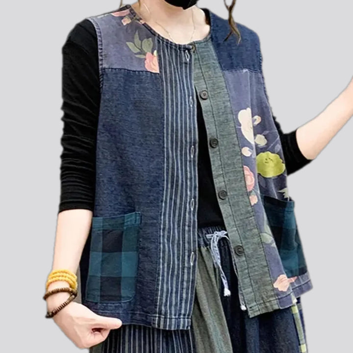 Chic oversized jeans vest for women