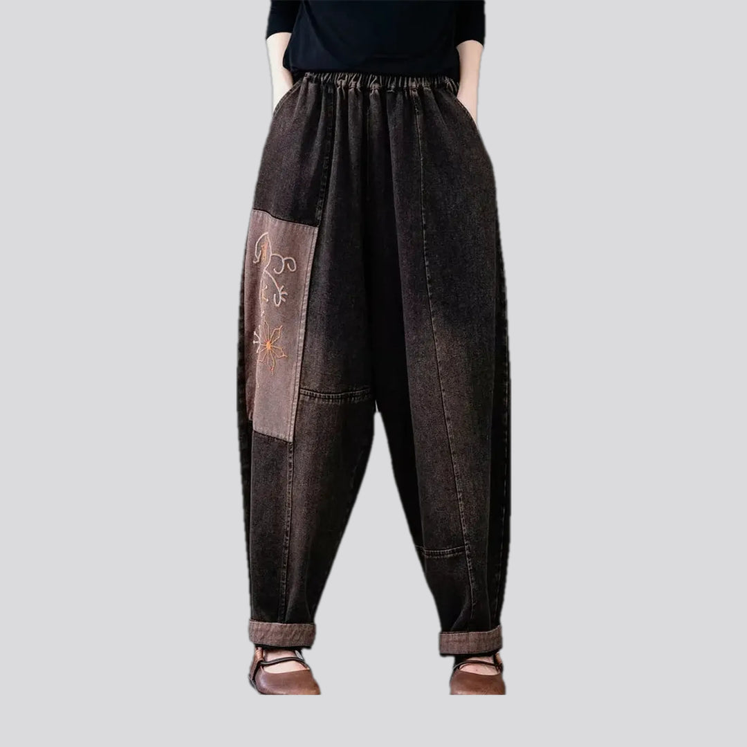 Boho chic women's denim joggers