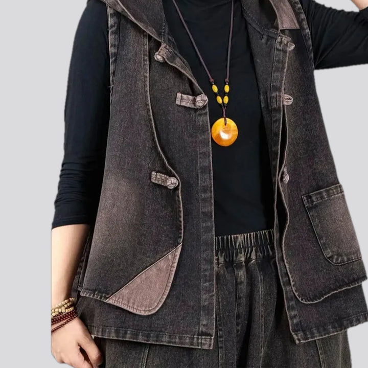 Boho multi-layer fashion jeans vest for women