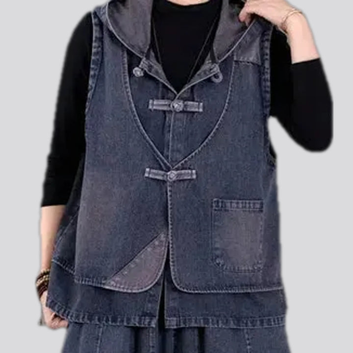 Boho multi-layer fashion jeans vest for women