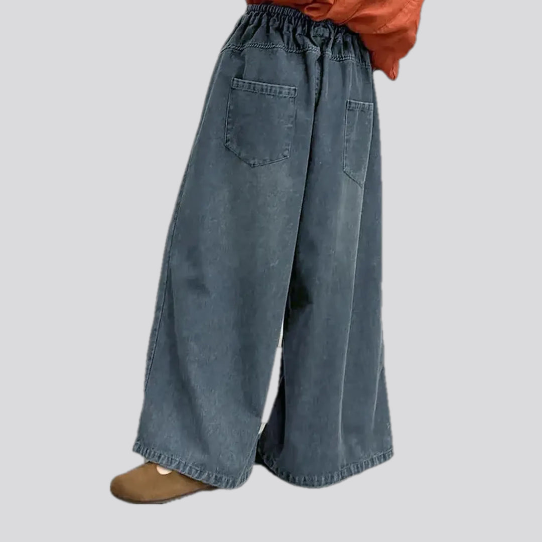 Contrast pattern boho jeans culottes for ladies