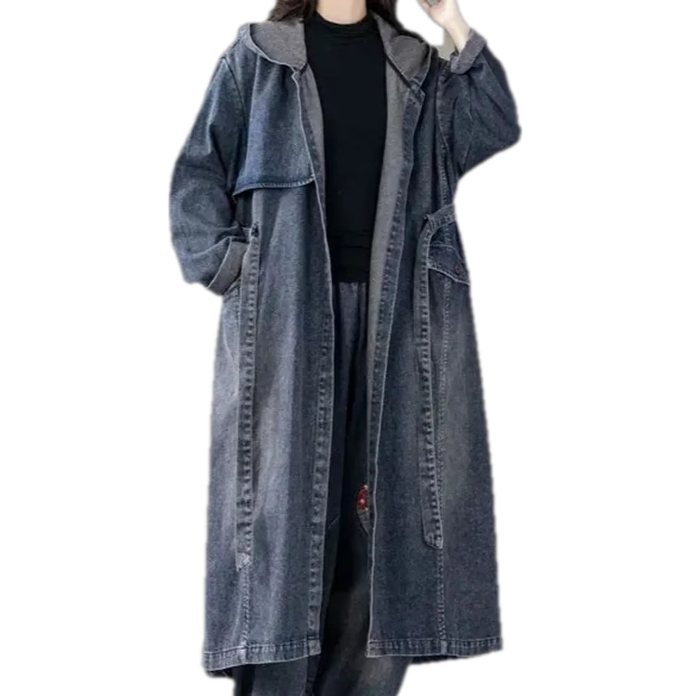 Vintage Oversized Jean Coat for Ladies - Blue