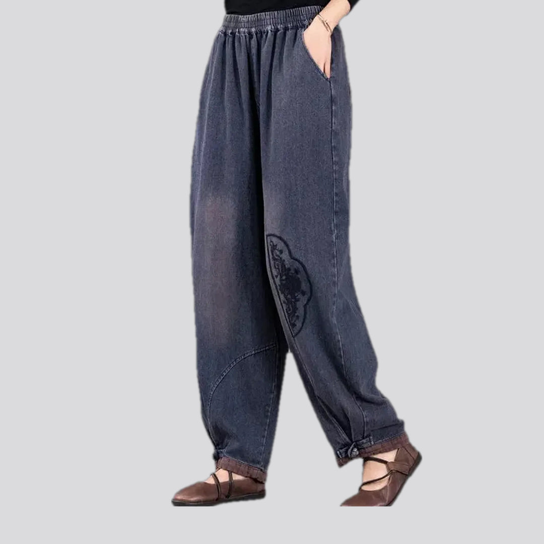 Adjustable hem boho women's jean joggers