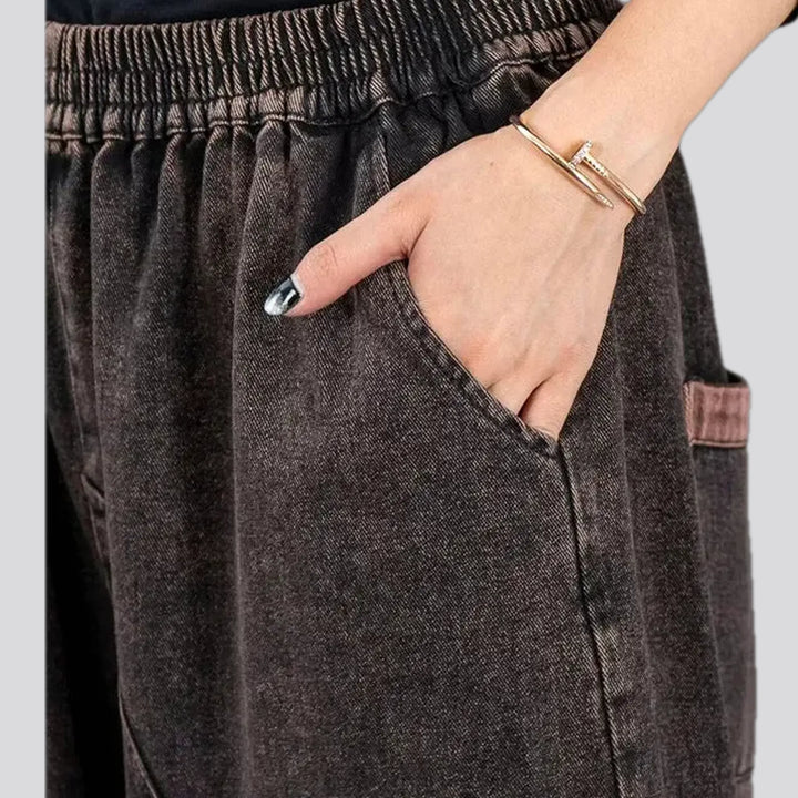 Adjustable hem boho women's jean joggers