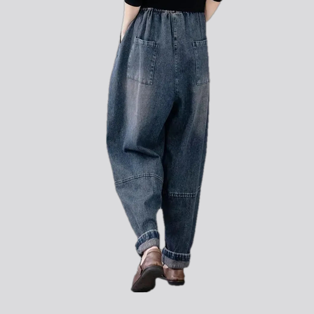 Mid-rise baggy women's denim joggers