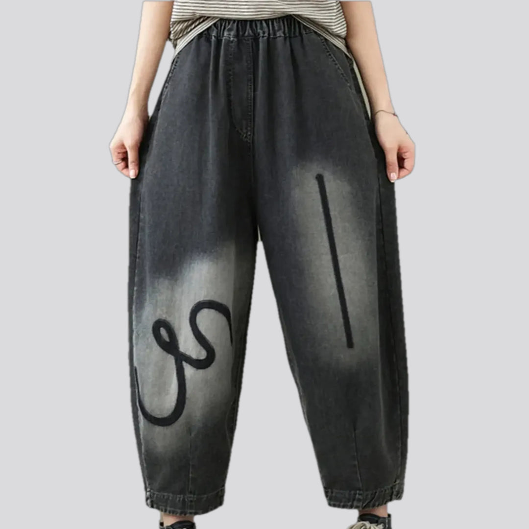 Artistic mid-waist jean joggers for women