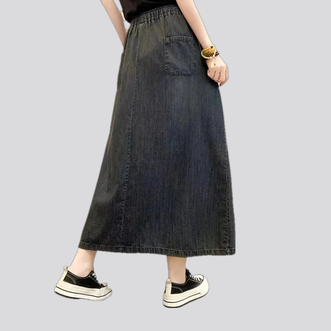 High waist botanical jeans skirt