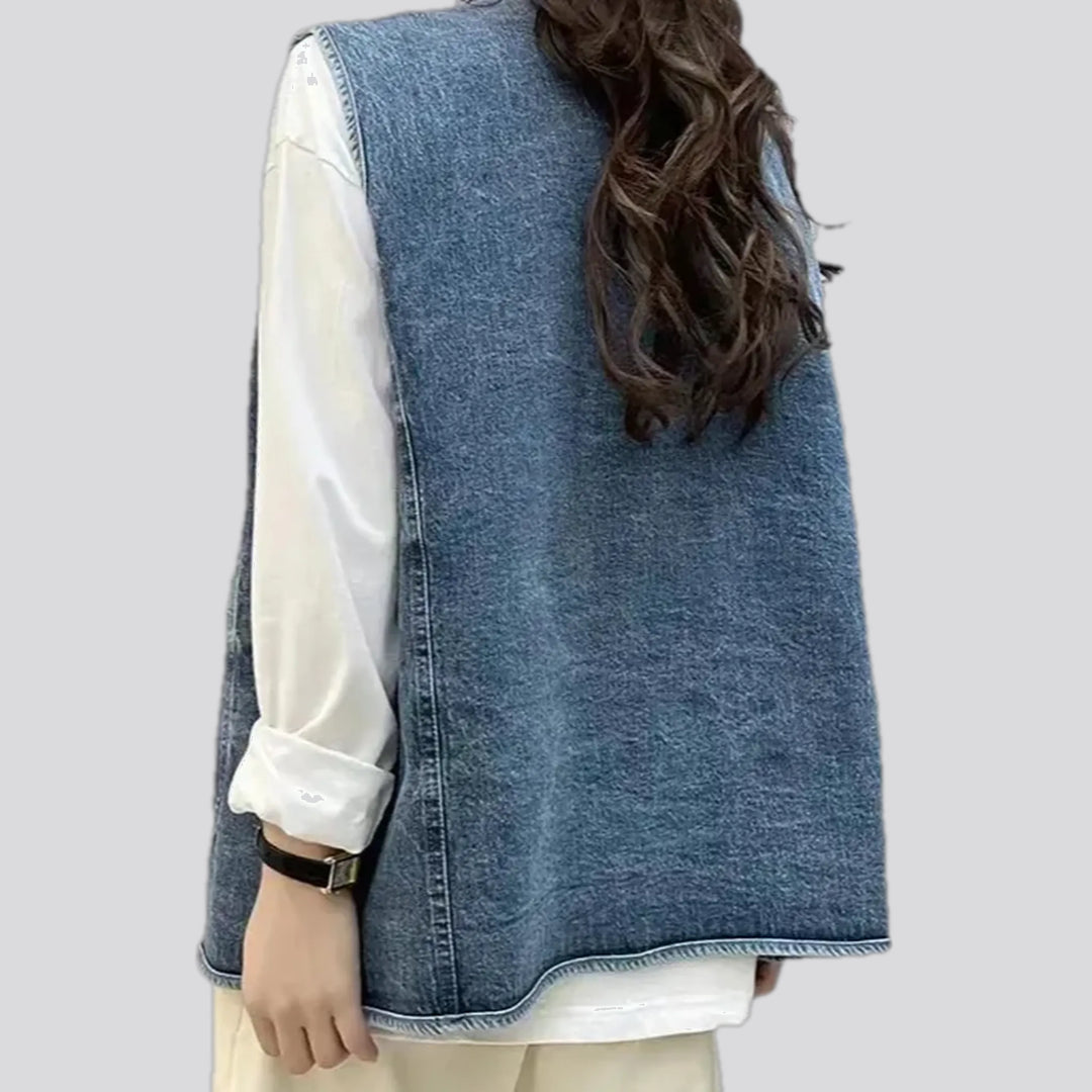 Casual oversized women's jean vest