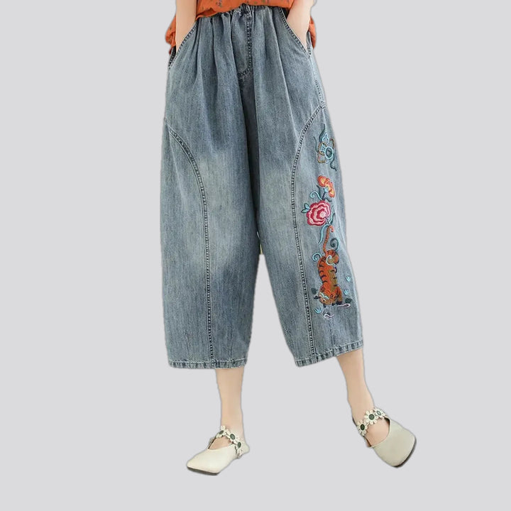 Boho Baggy Fit Floral Jean Joggers for Women | Jeans4you.shop