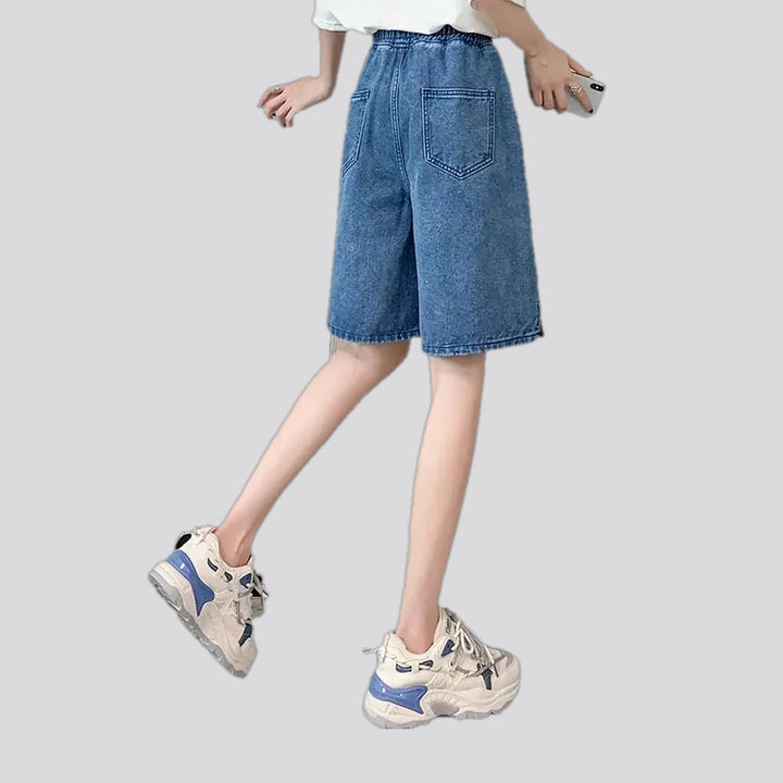 High-waist faded wash fashion women's denim shorts